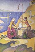 Paul Signac Women at the Well (Young Provencal Women at the Well) (mk06) USA oil painting artist